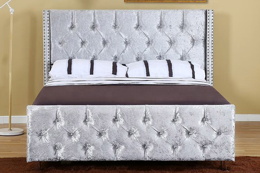 1357 Кровать с обивкой из деревянного каркаса из кожи