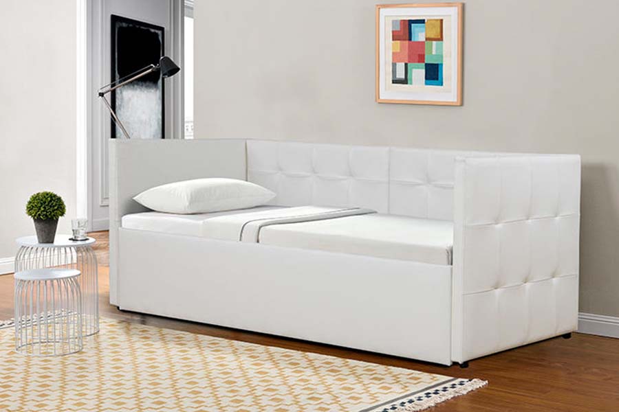 1637 Диван-кровать из мягкой кожи Trundle