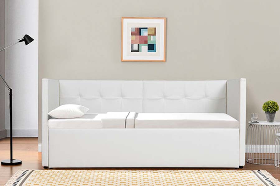1637 Диван-кровать из мягкой кожи Trundle