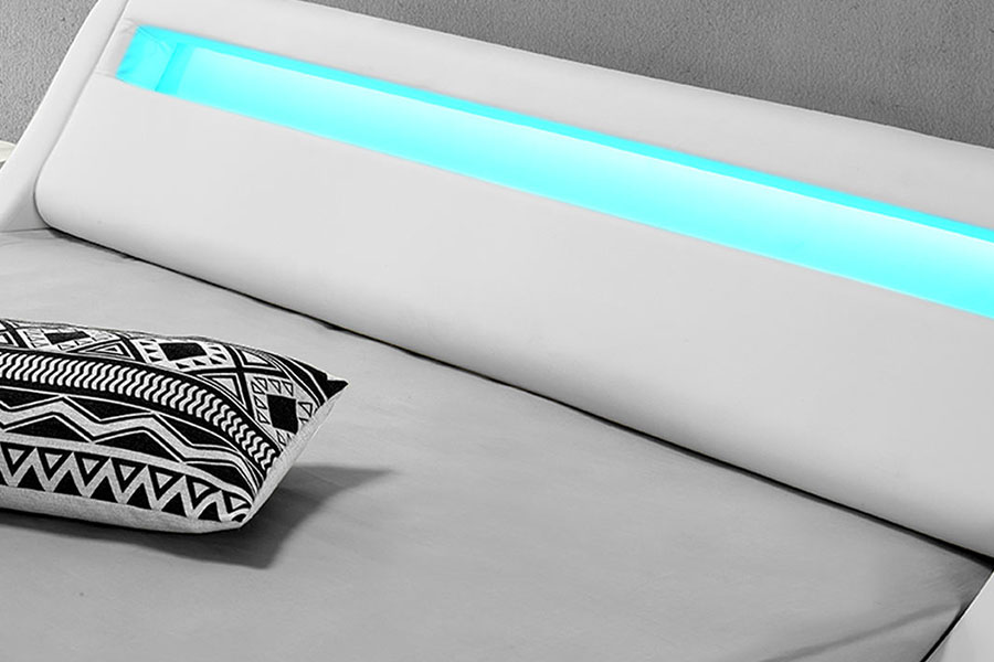 1137-1 Каркас кровати с кожаной обивкой Smart LED King Storage