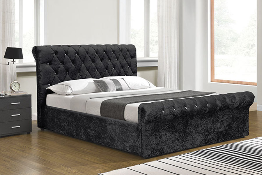 1153G Оттоманская кровать Chesterfield с дробленым бархатом и кристаллами