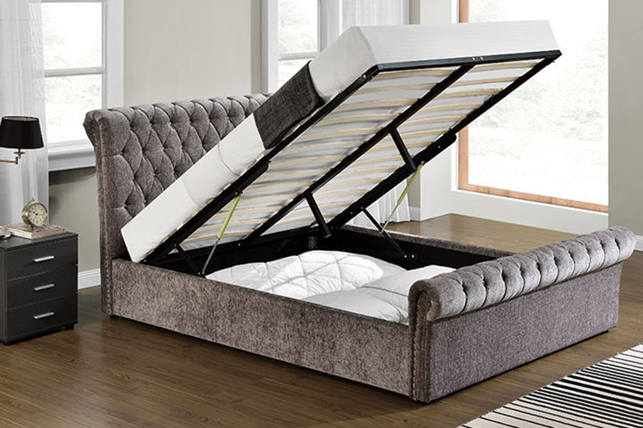 1153G Оттоманская кровать Chesterfield с дробленым бархатом и кристаллами
