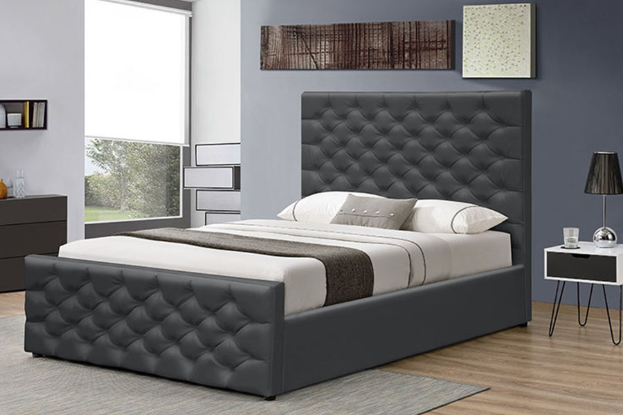 1208G Каркас кровати для хранения в санях из синели-бархата Chesterfield