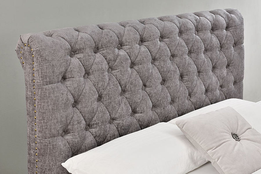 1208G Каркас кровати для хранения в санях из синели-бархата Chesterfield