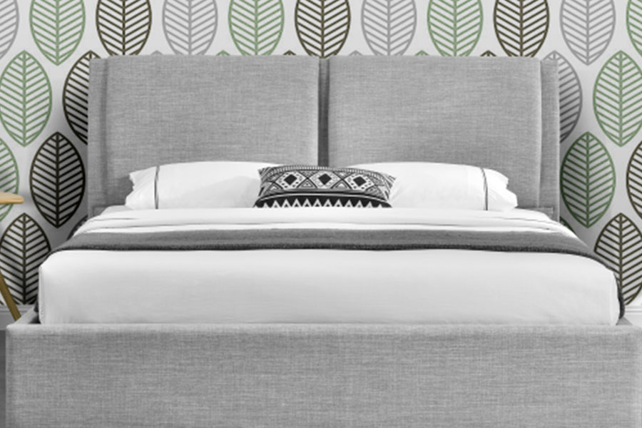 1256G Роскошный льняной каркас кровати с газовым лифтом для хранения вещей и обивкой